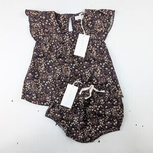Jamie Kay Baby Girls 1YR Dark Brown Enchanted Floral Tunic Top & Bloomers